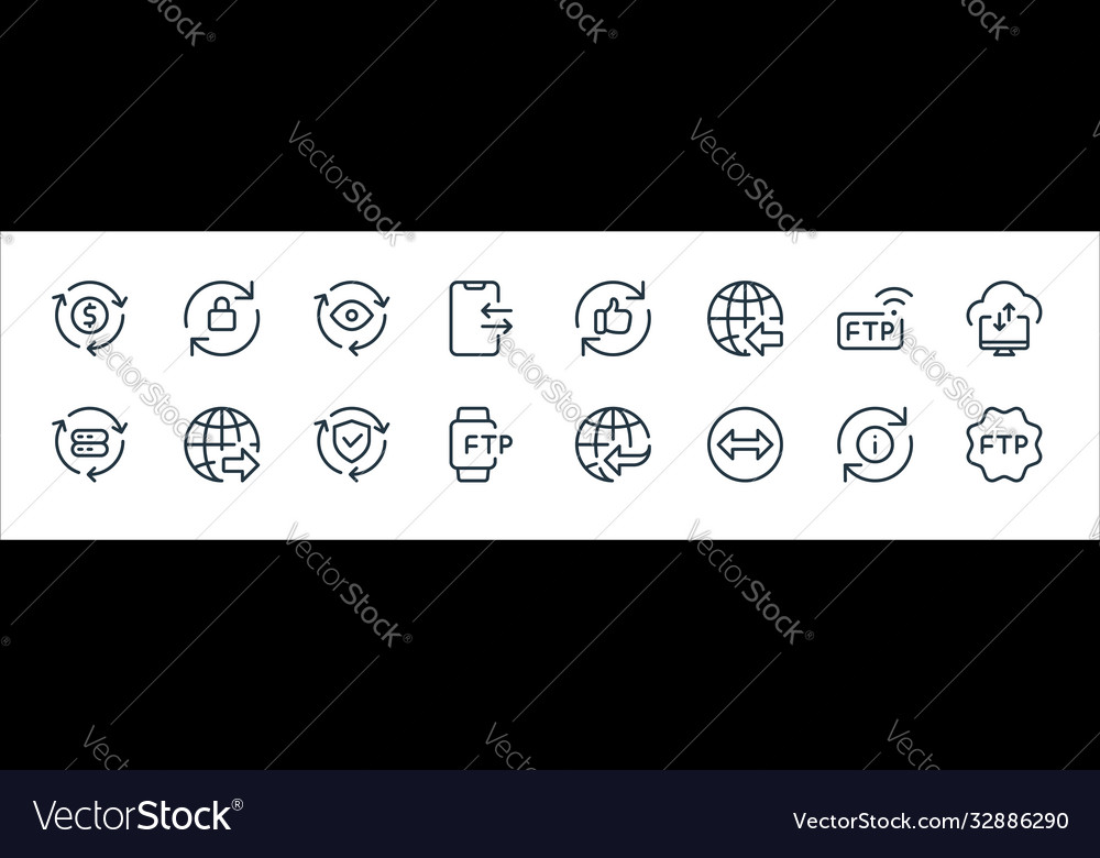Data transfer line icons linear set quality vector image Data transfer line icons linear set quality