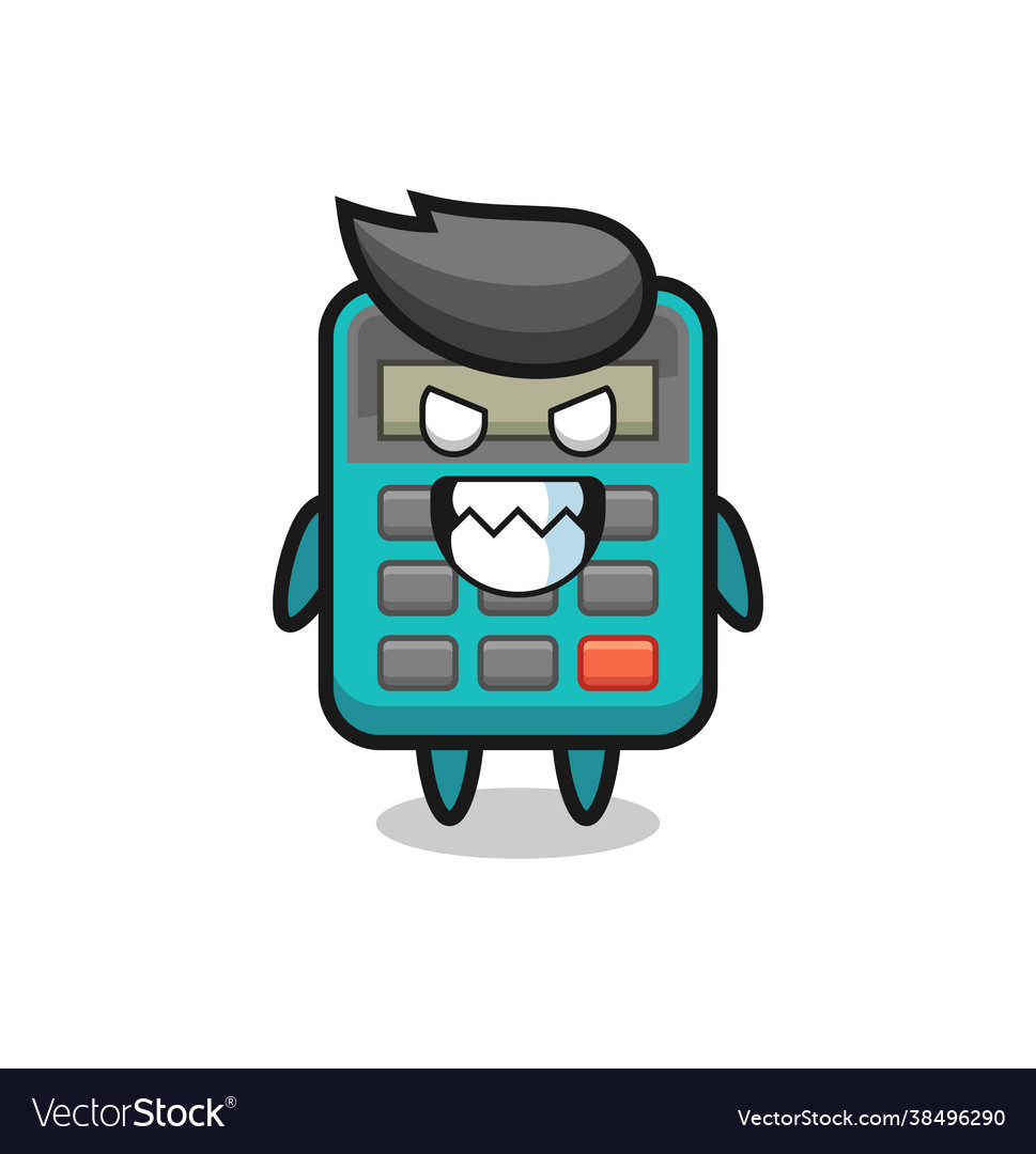 Evil expression calculator cute mascot