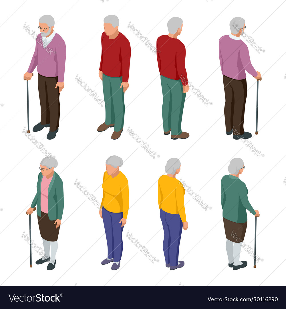 Isometric Senior Couple Group People Royalty Free Vector