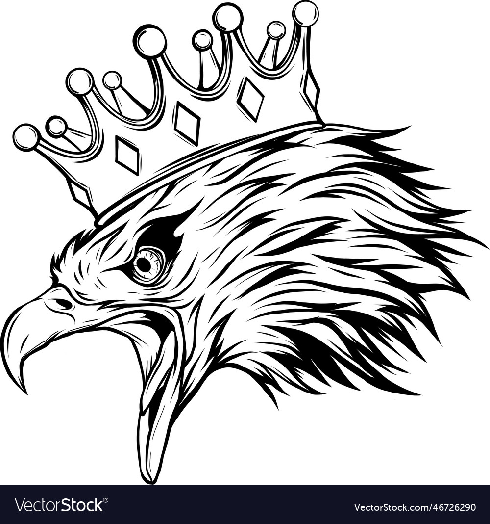 Monochrome mascot with crowned american eagle Vector Image