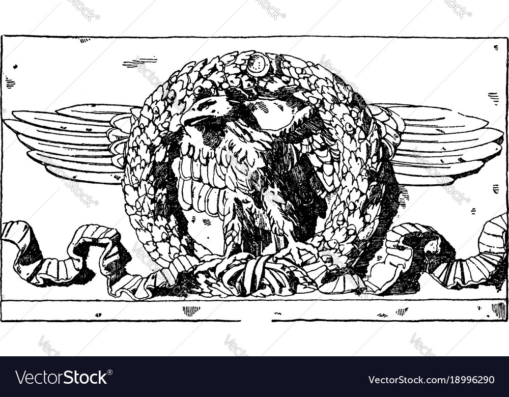 Roman eagle is in an oak garland a bas-relief