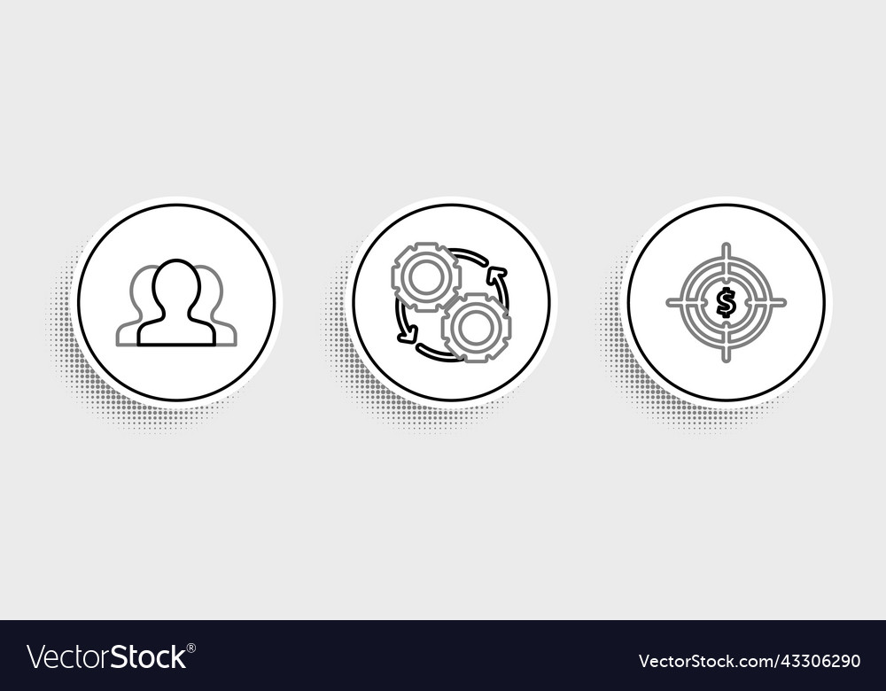 Set line target with dollar symbol users group vector image Set line target with dollar symbol users group