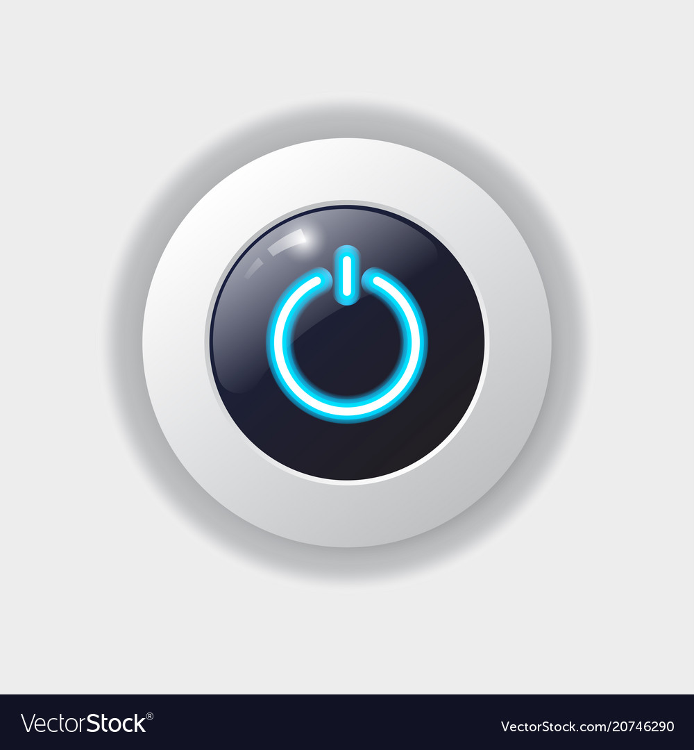 Start and close technology button neon effect