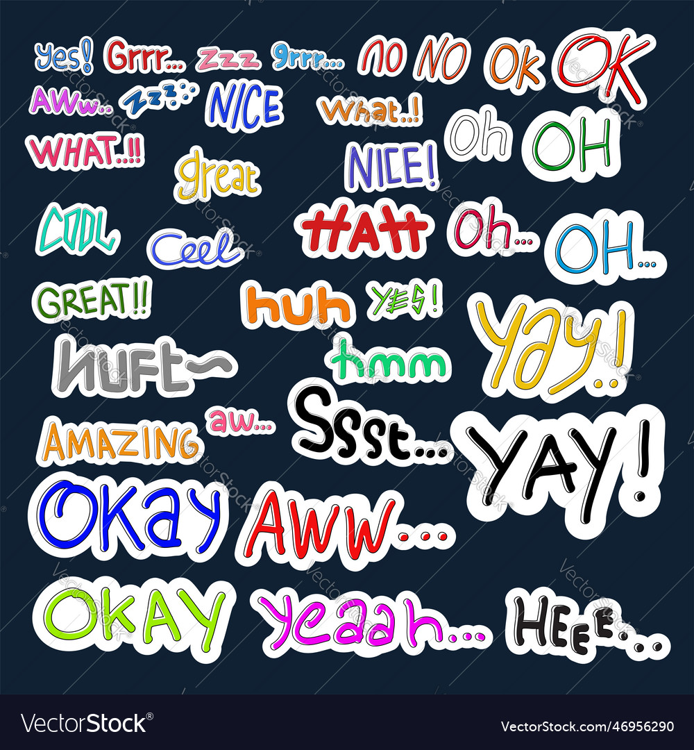 Stickers text set collection Royalty Free Vector Image