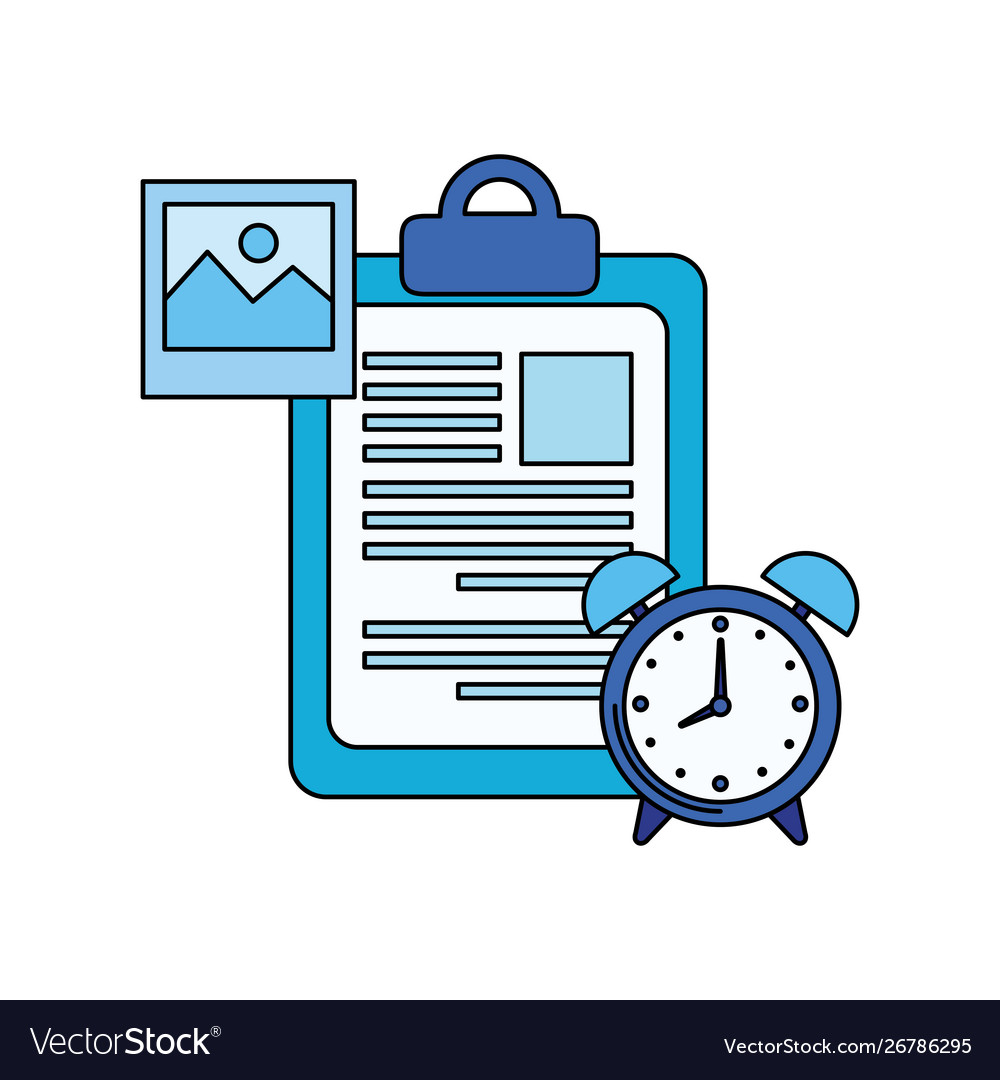 Alarm clock with checklist icon vector image Alarm clock with checklist icon