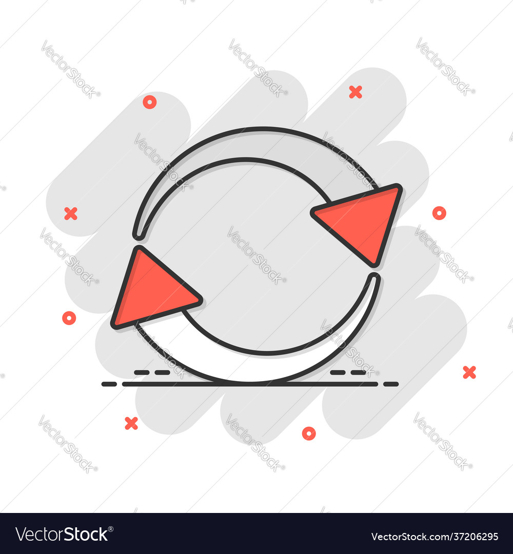 Arrow rotation icon in comic style sync action