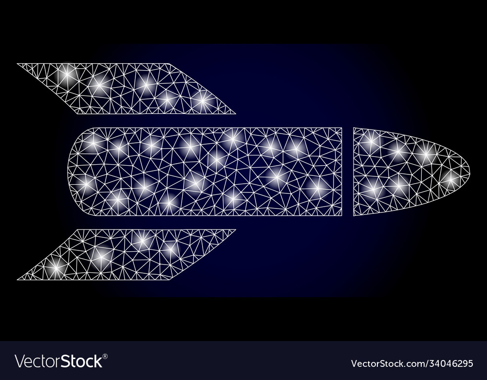 Bright web net rocket with glare spots Vector Image Bright web net rocket with glare spots