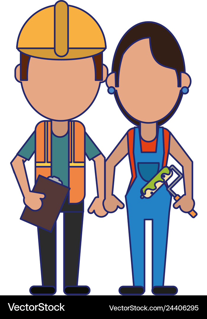 Construction workers avatars Royalty Free Vector Image