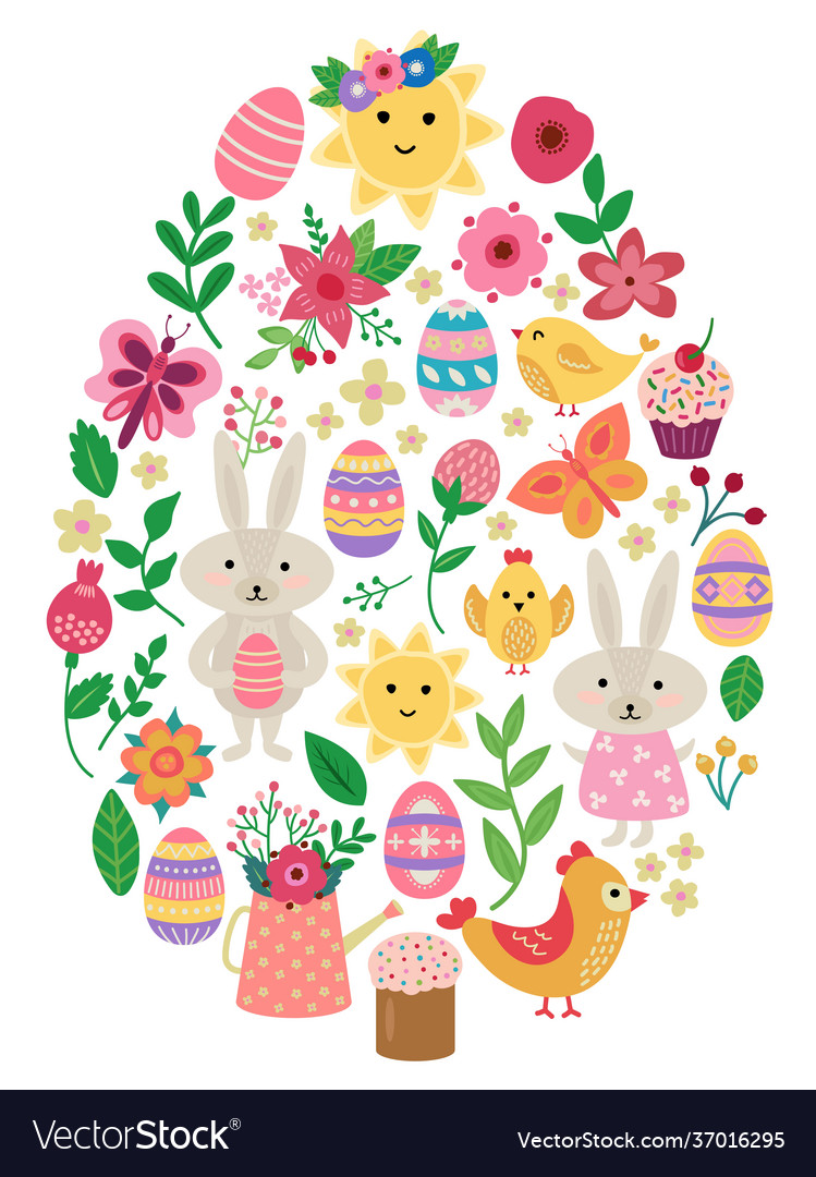 Easter card in shape an egg Royalty Free Vector Image