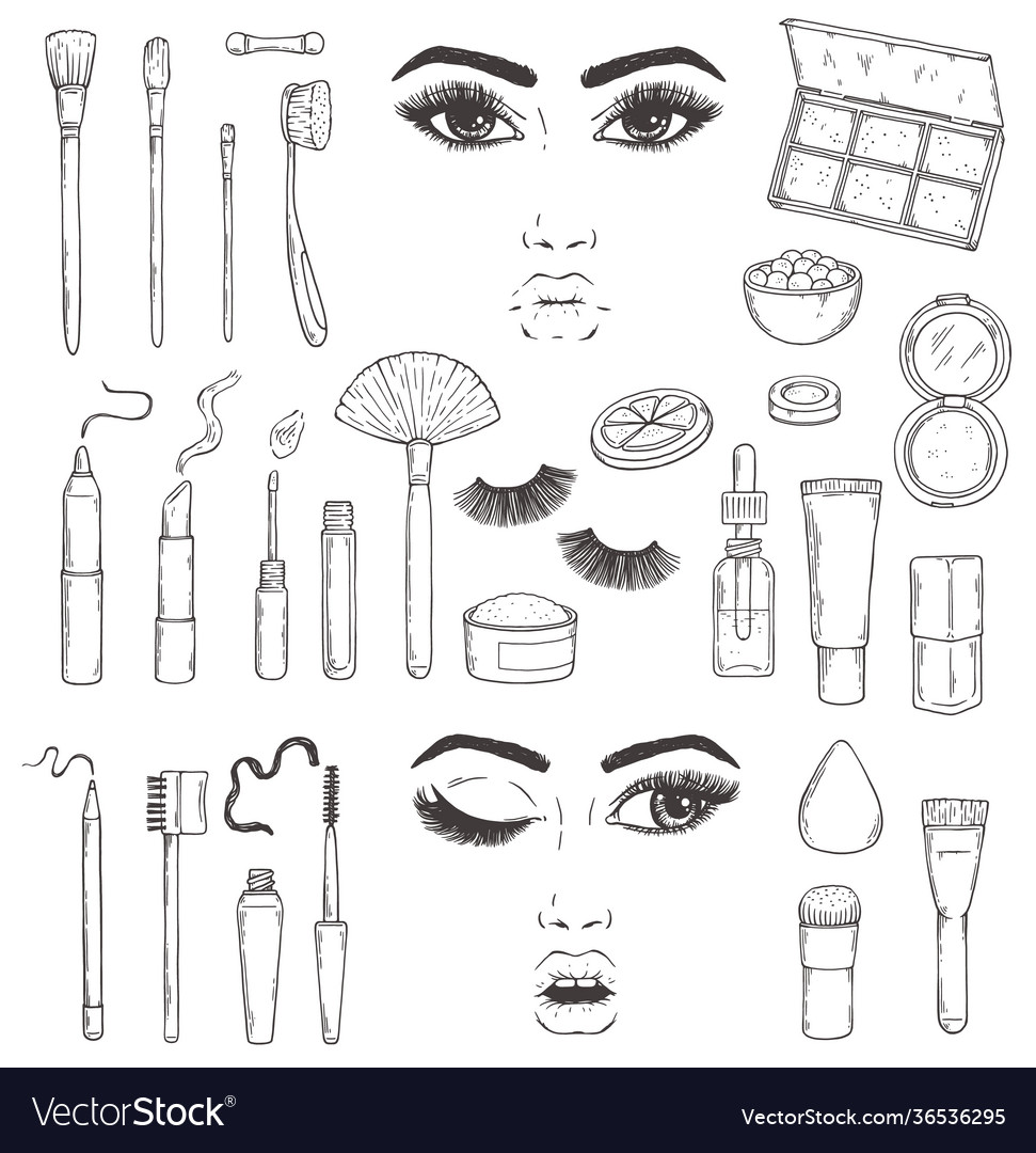 Fashion cosmetic tools for female glamour makeup Vector Image