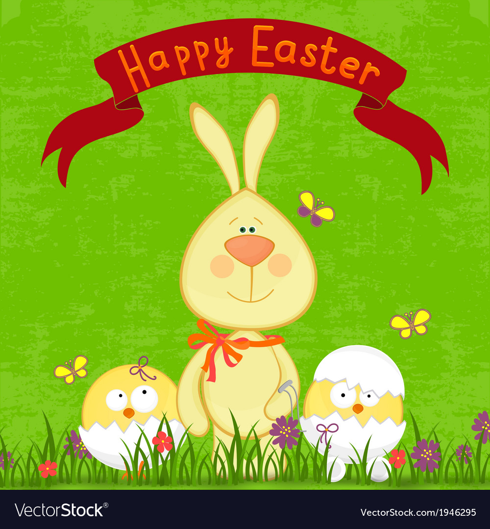 Happy Easter Cute Easter bunny Royalty Free Vector Image