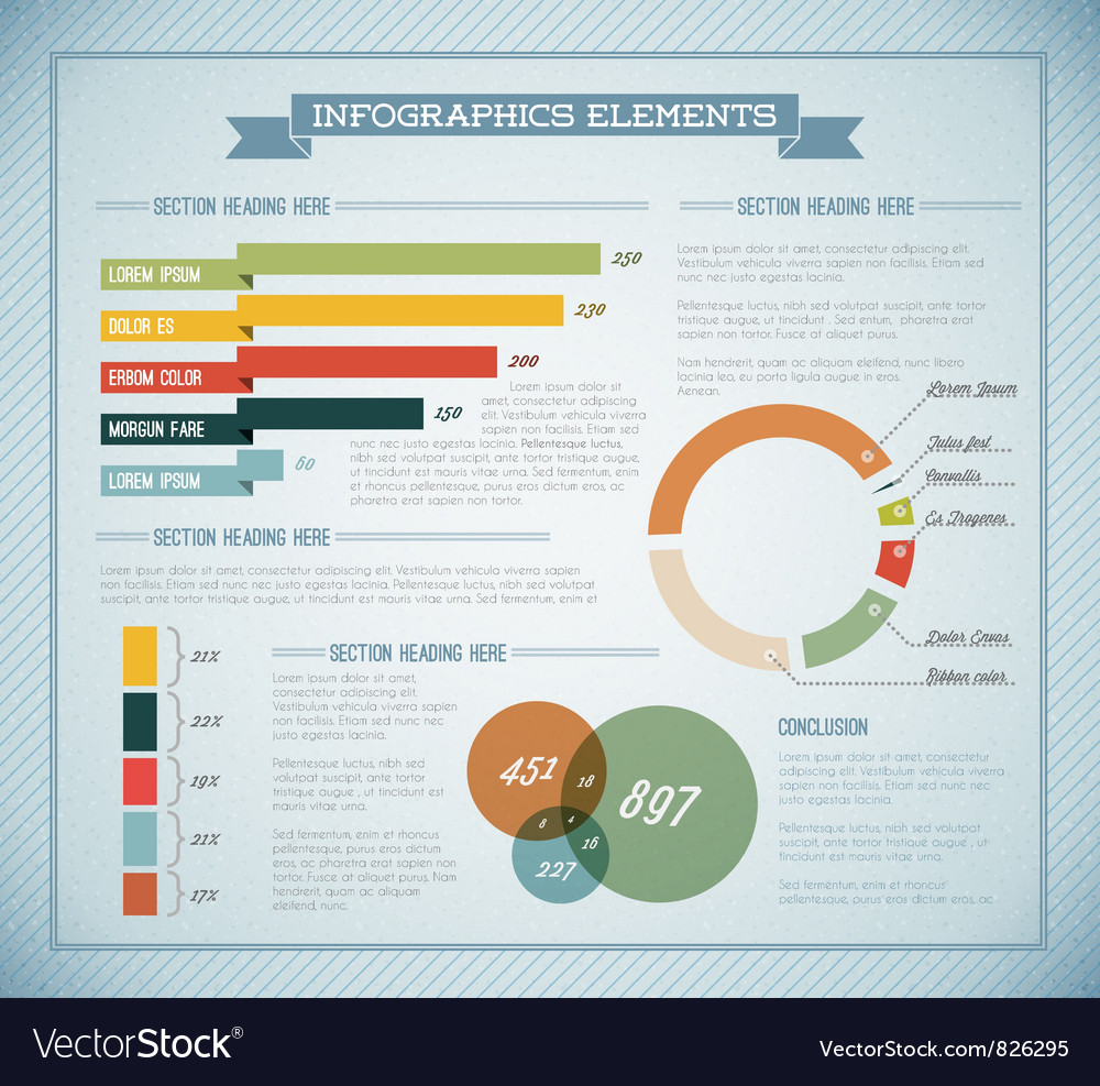 Infographics retro blue Royalty Free Vector Image