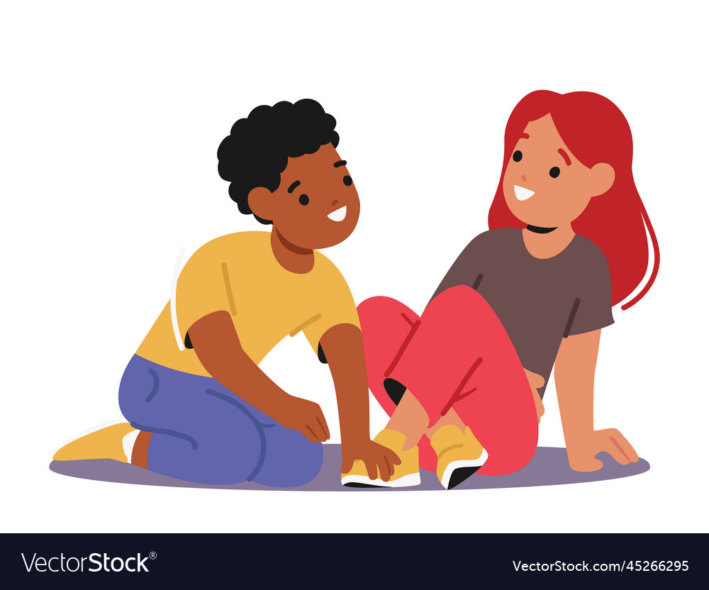 Kids couple of preteen ages little boy and girl vector image Kids couple of preteen ages little boy and girl