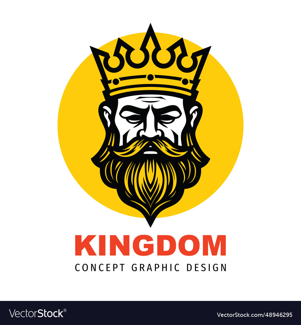 King human with crown concept logo Royalty Free Vector Image