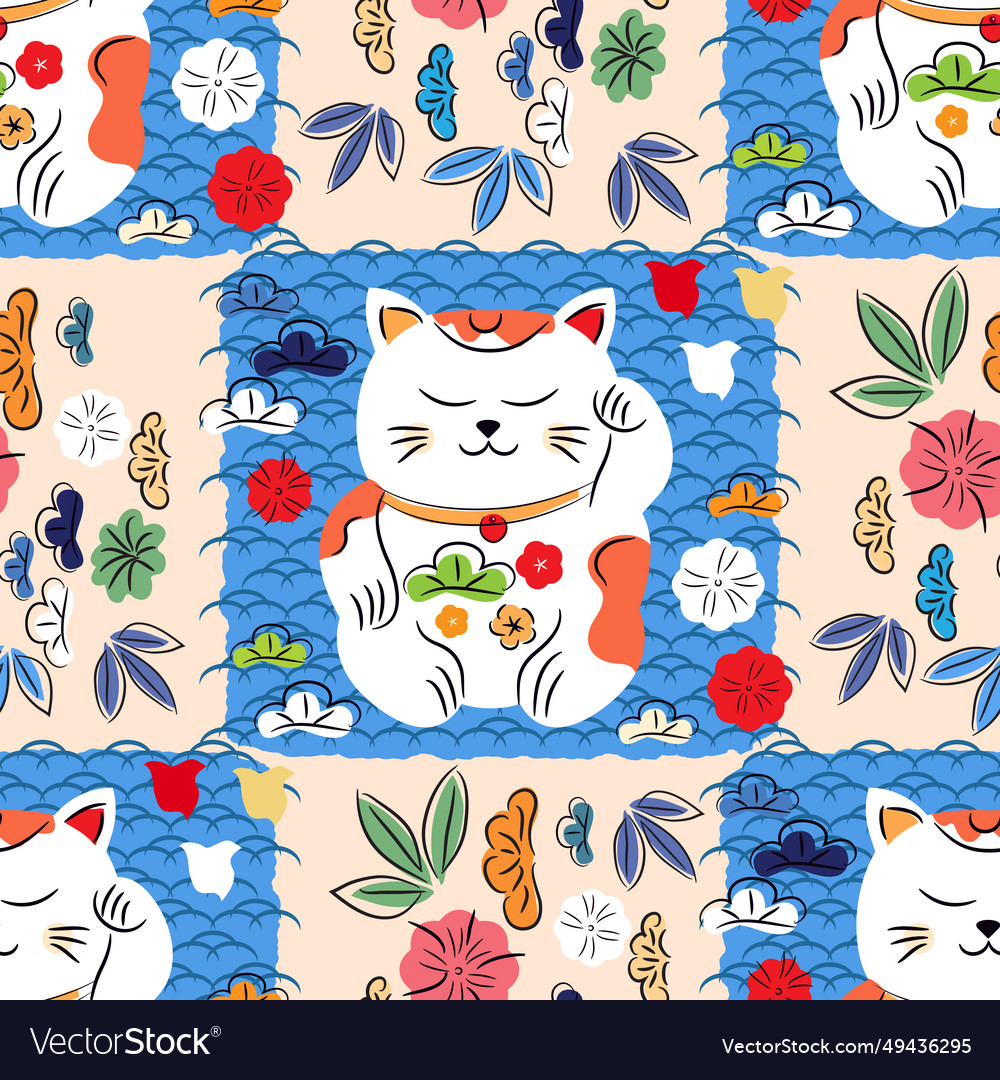 Maneki-neko pattern 22 vector image Maneki-neko pattern 22