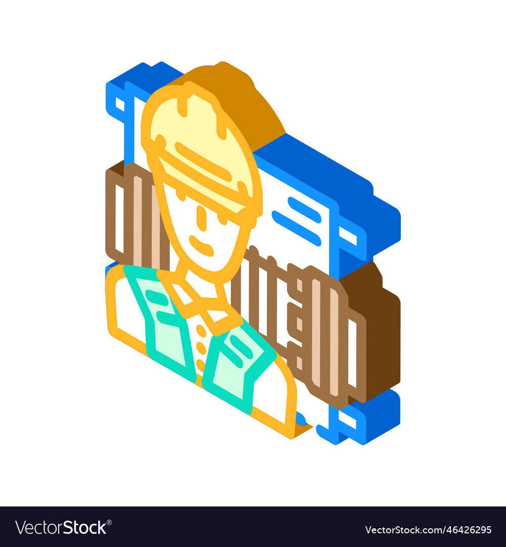 Millwright repair worker isometric icon Royalty Free Vector