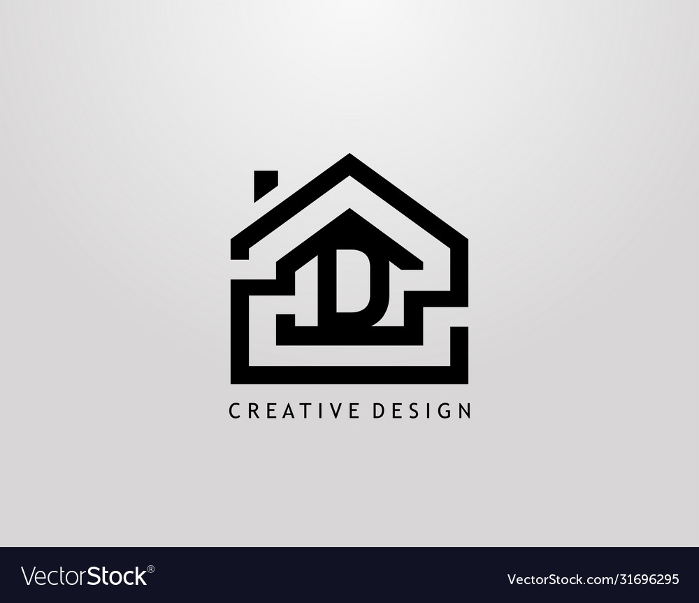 Minimalist house d letter logo real estate