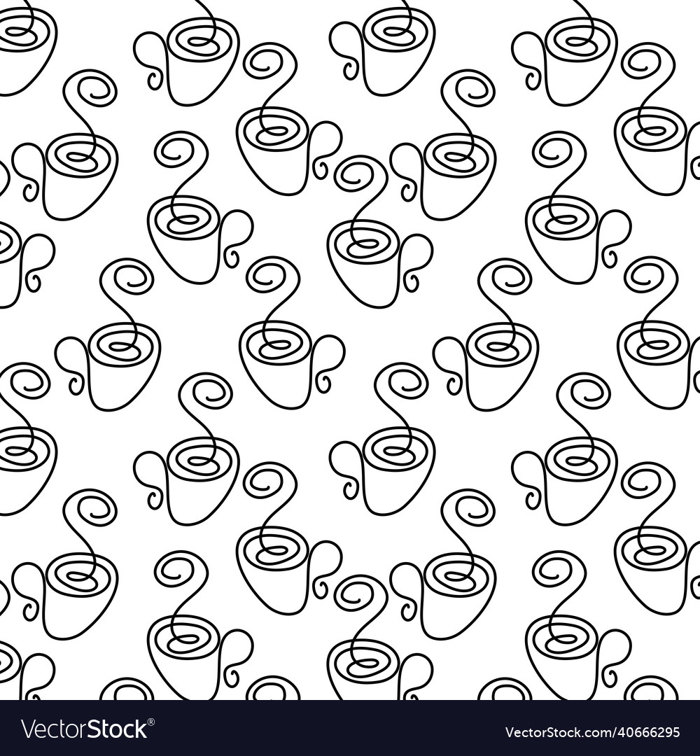 Monochromatic abstract seamless pattern of cups