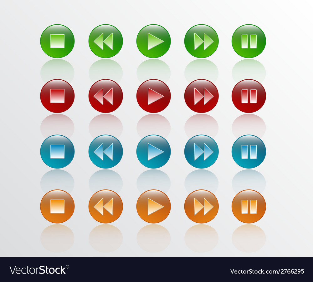 Music player button round in 4 colour