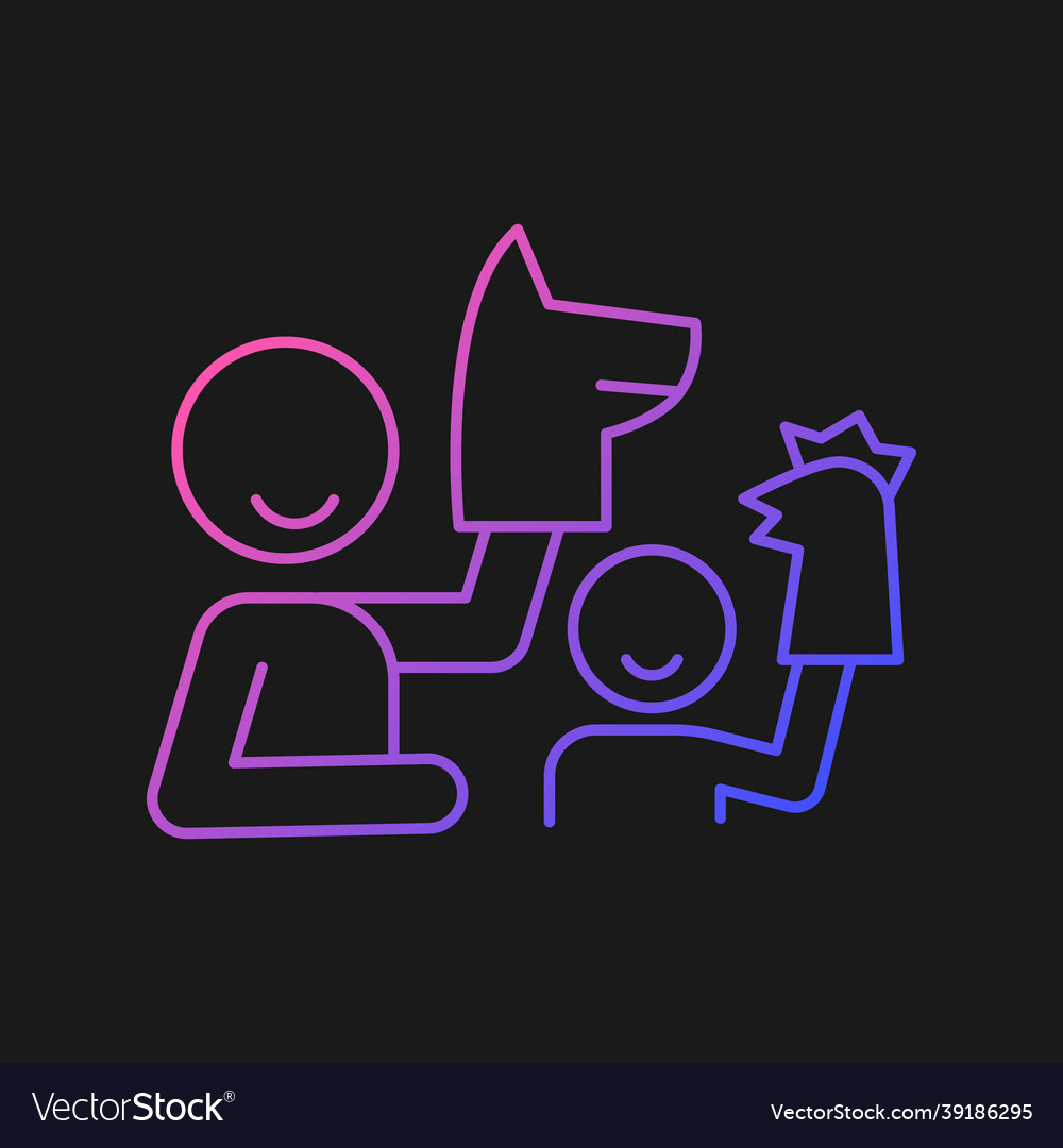 Playing with puppets gradient icon for dark theme