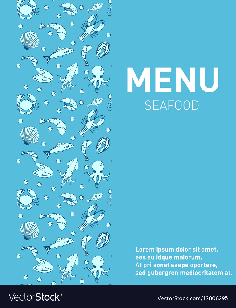 Sea food restaurant menu Seafood template design Vector Image