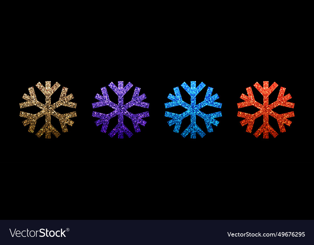 Set of beautiful snowflakes with glittering effect