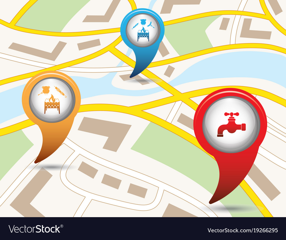 Set of tourism service map pointers