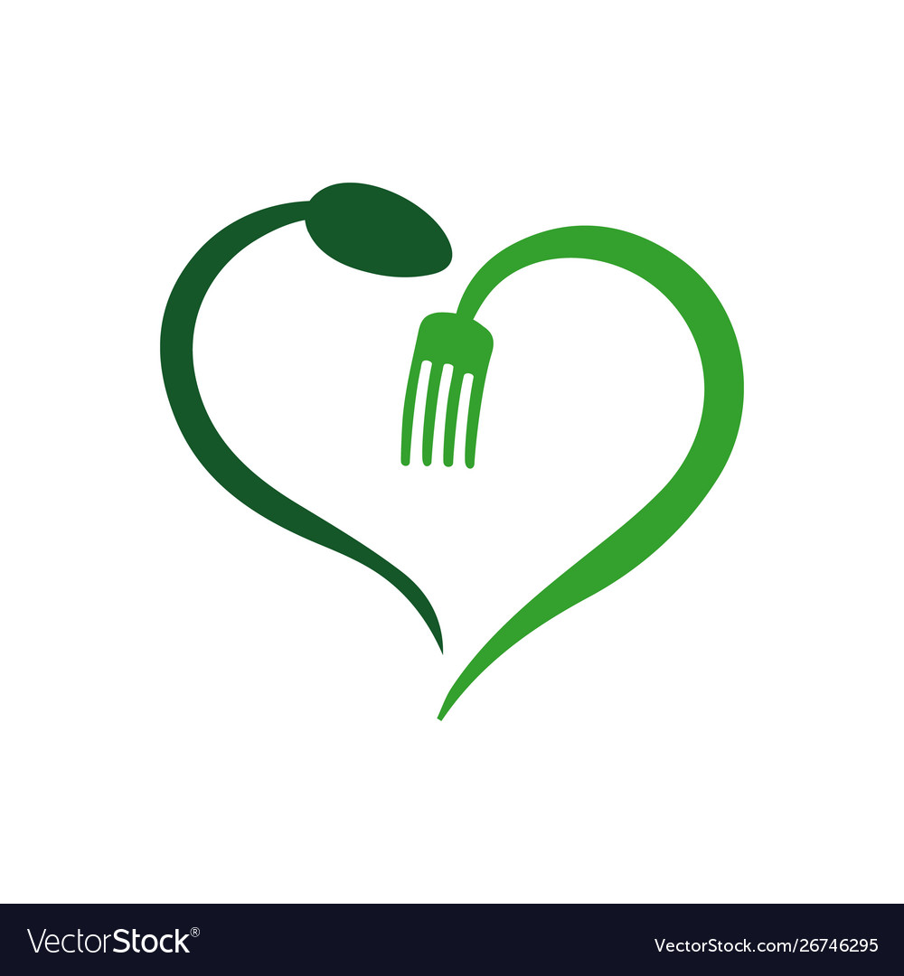 Vegane vegetarische Logo-Ikone mit Löffelgabel