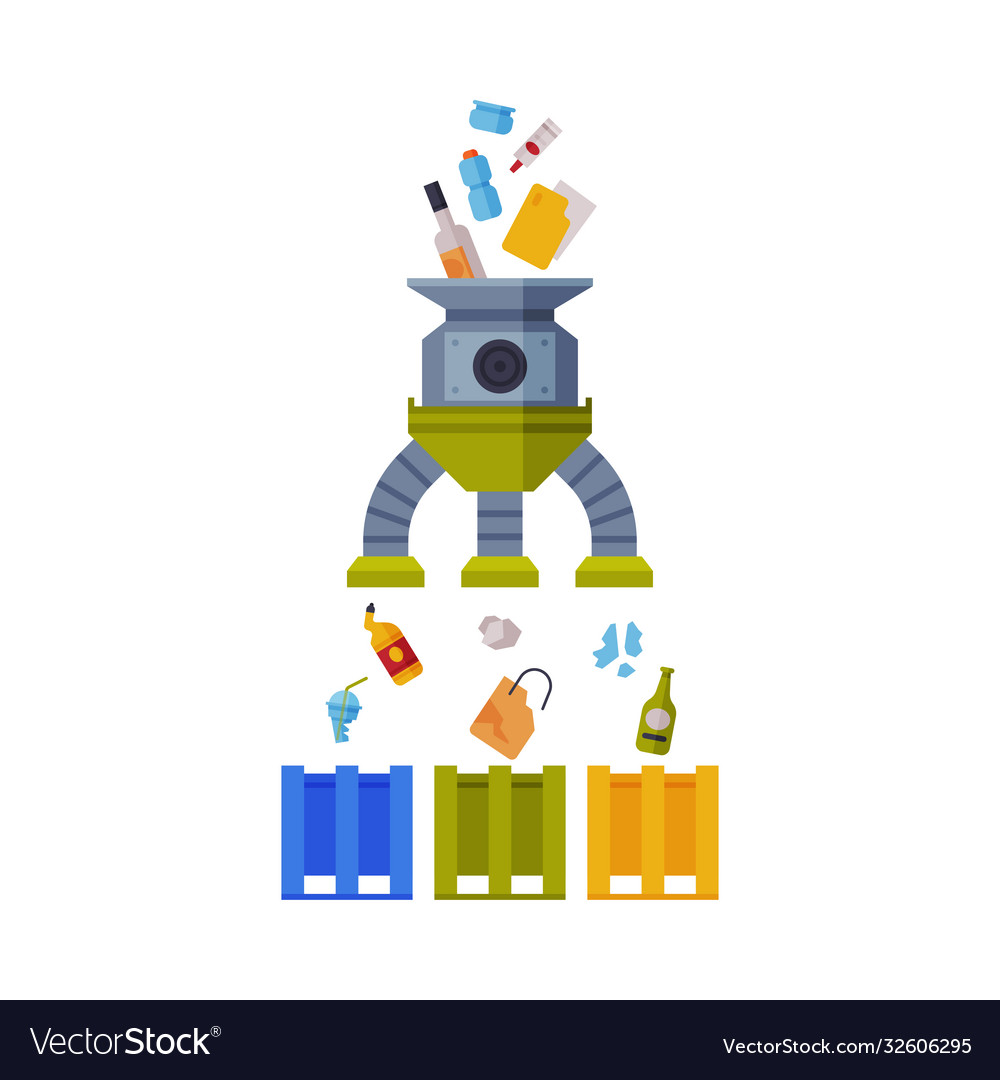 Waste sorting and separation process garbage vector image Waste sorting and separation process garbage