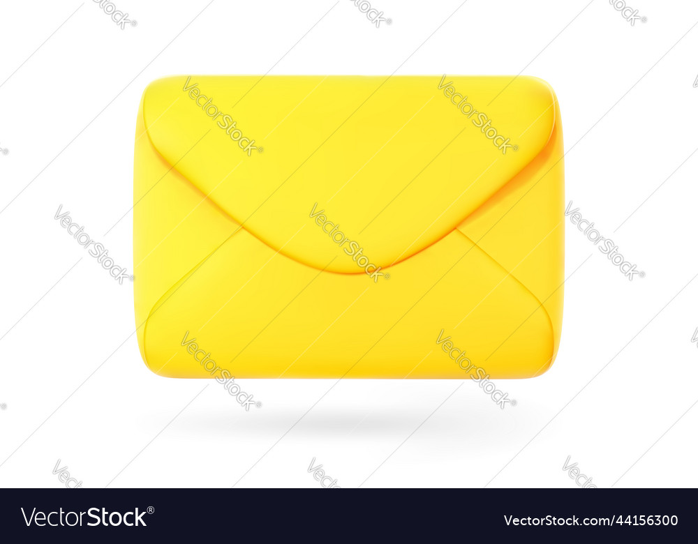 3d cartoon envelope in yellow color isolated