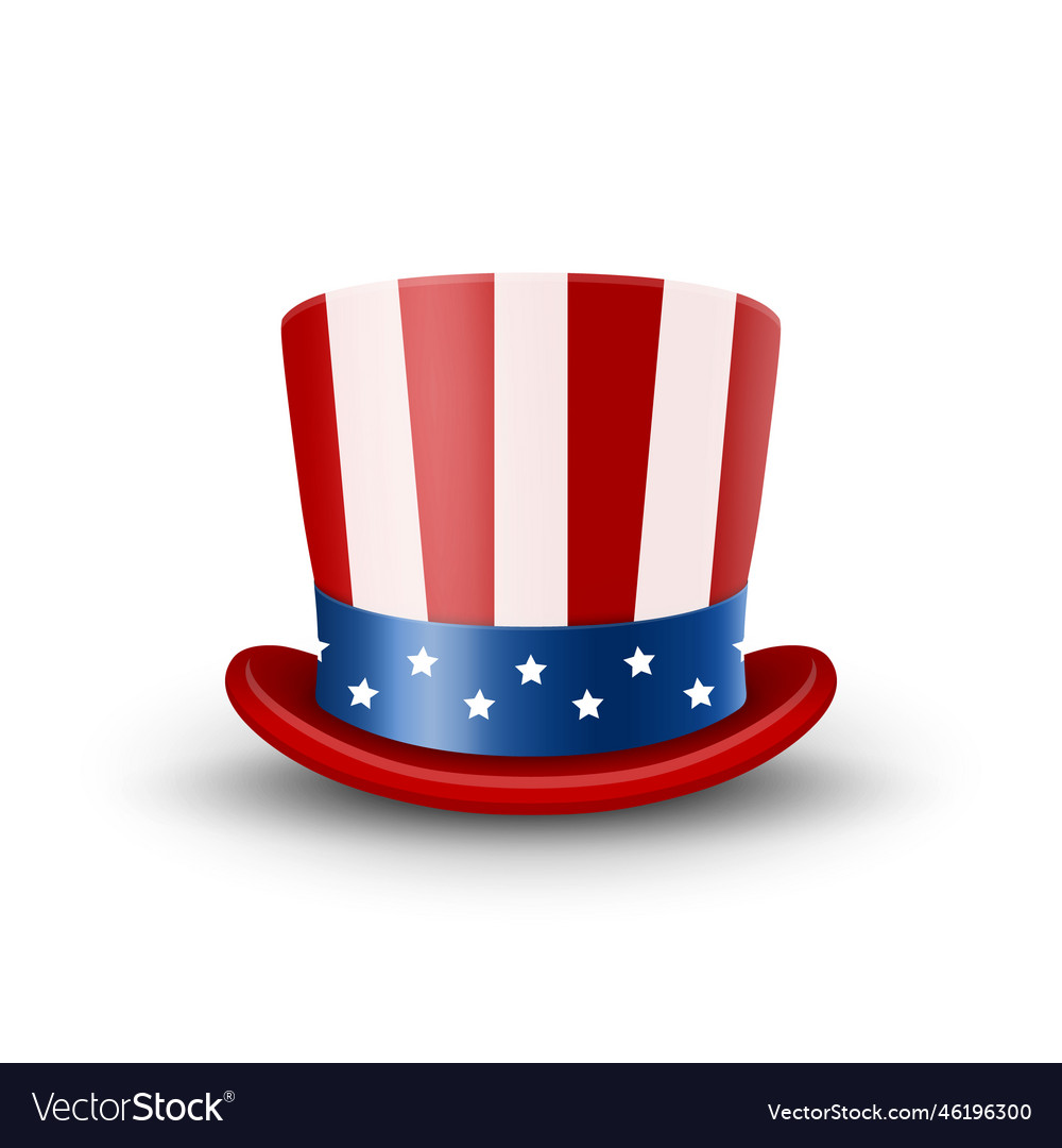 3d realistic top hat in american flag color Vector Image