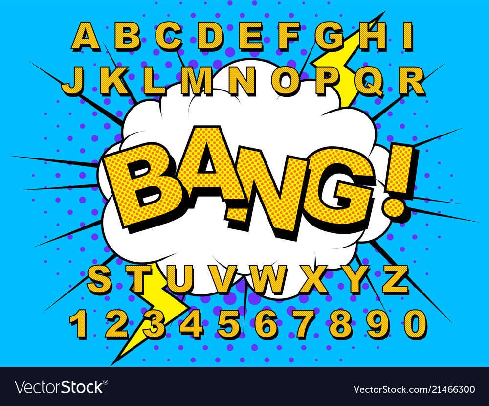 Alphabet comic retro Royalty Free Vector Image