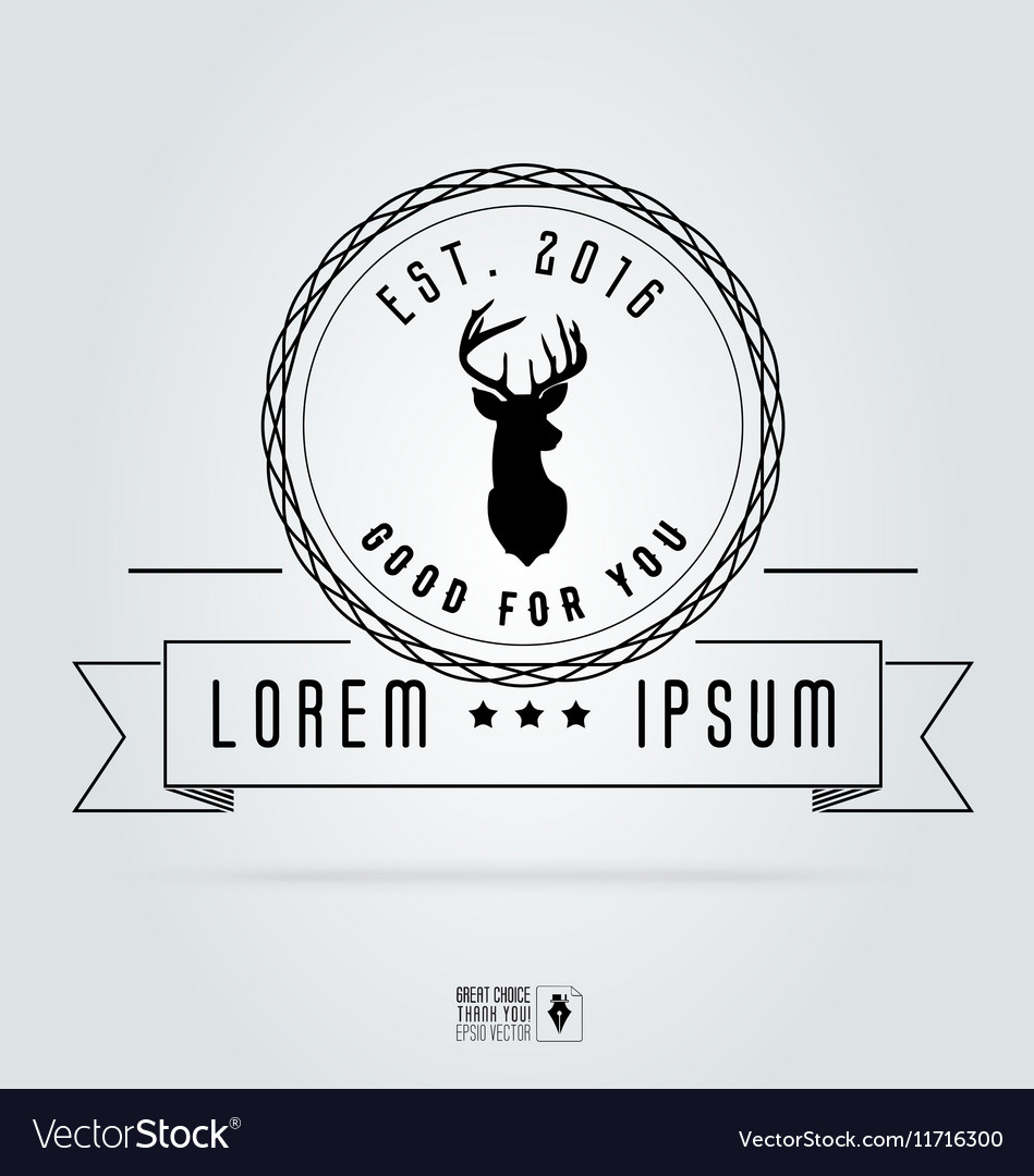 Badge Labels Hipster Logo Deer Head Retro Vintage Vector Image