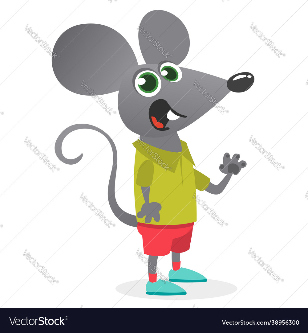 Cartoon funny and happy mouse or rat wearing Vector Image Cartoon funny and happy mouse or rat wearing Vector Image