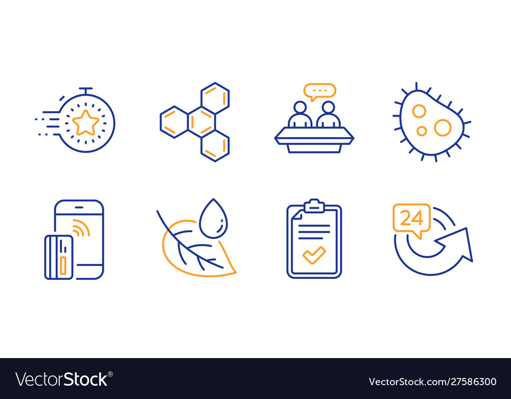 Checklist chemical formula and bacteria icons set