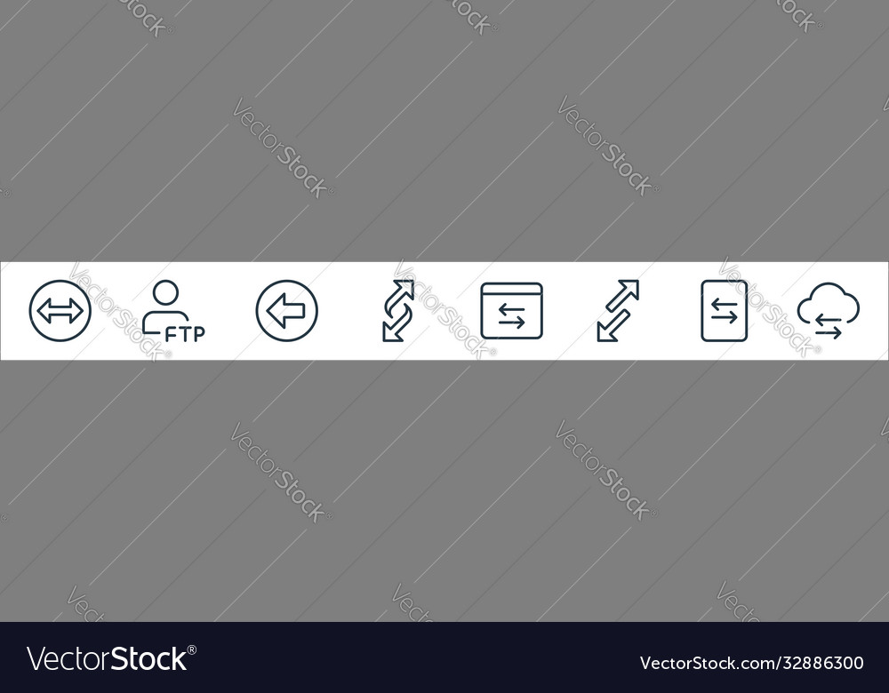 Data transfer line icons linear set quality