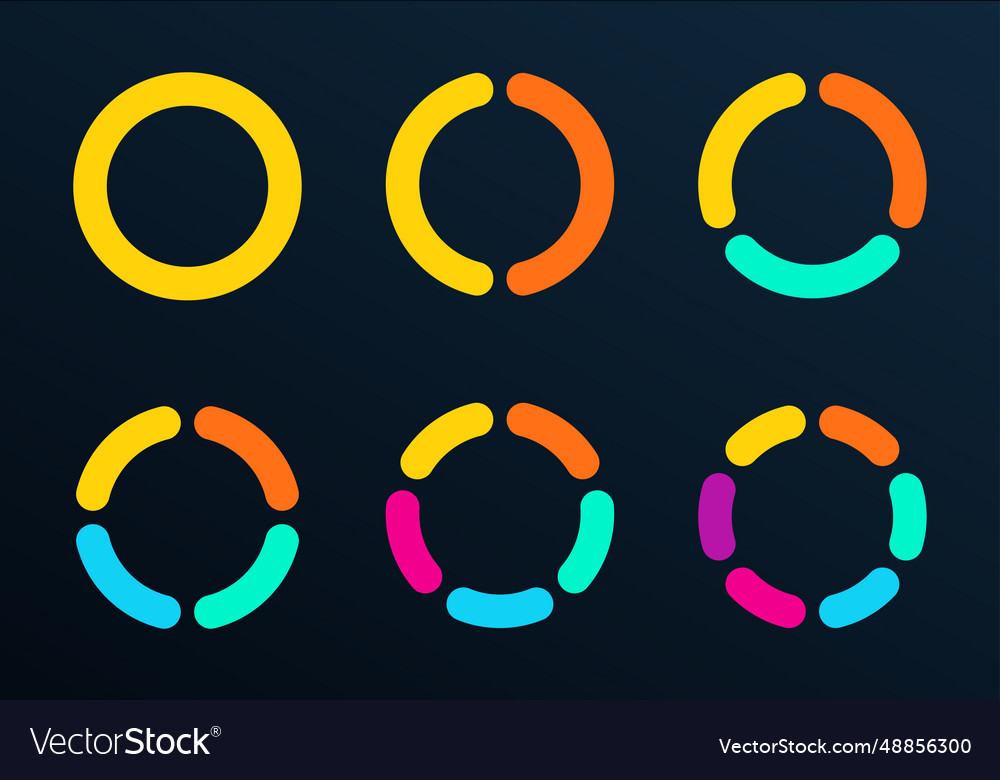 Diagram or pie chart set with 123456 sections vector image Diagram or pie chart set with 123456 sections