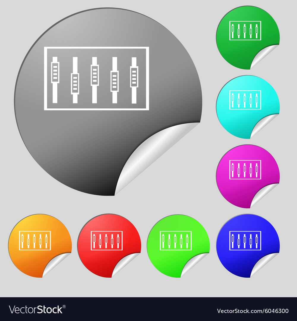 Dj console mix handles and buttons level icons set