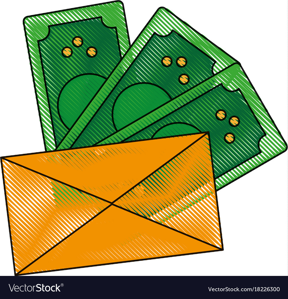 Envelope with money bills icon