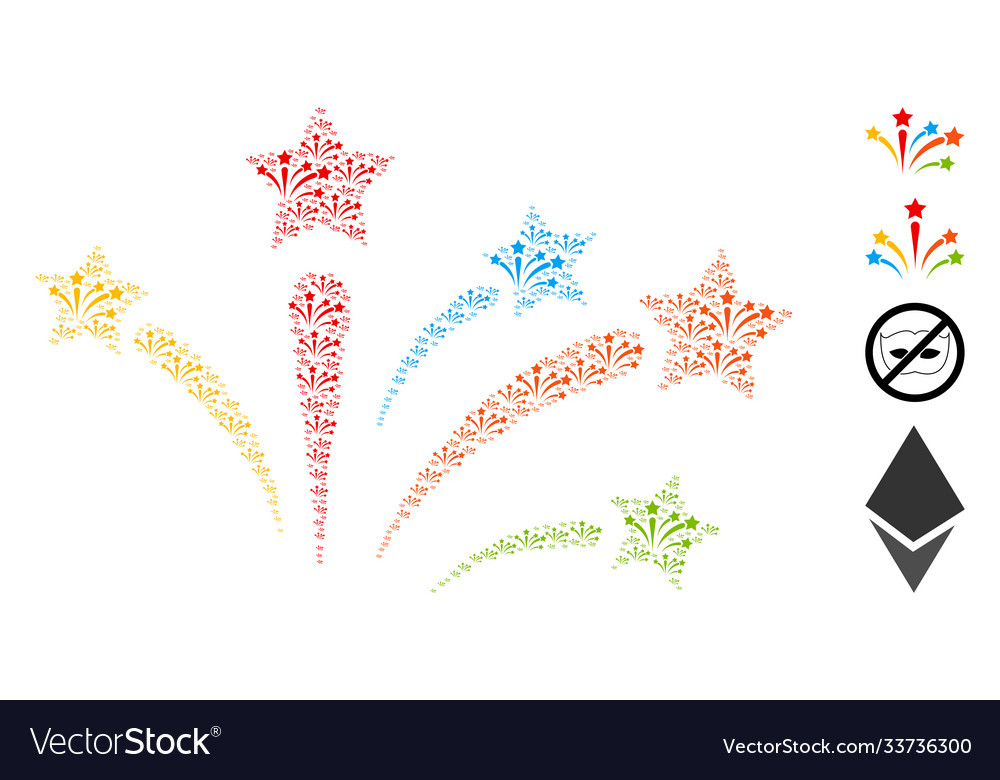 Fireworks recursion collage self icons vector image Fireworks recursion collage self icons