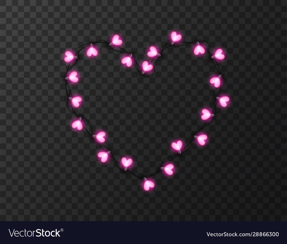 Heart shaped lights on transparent background Vector Image