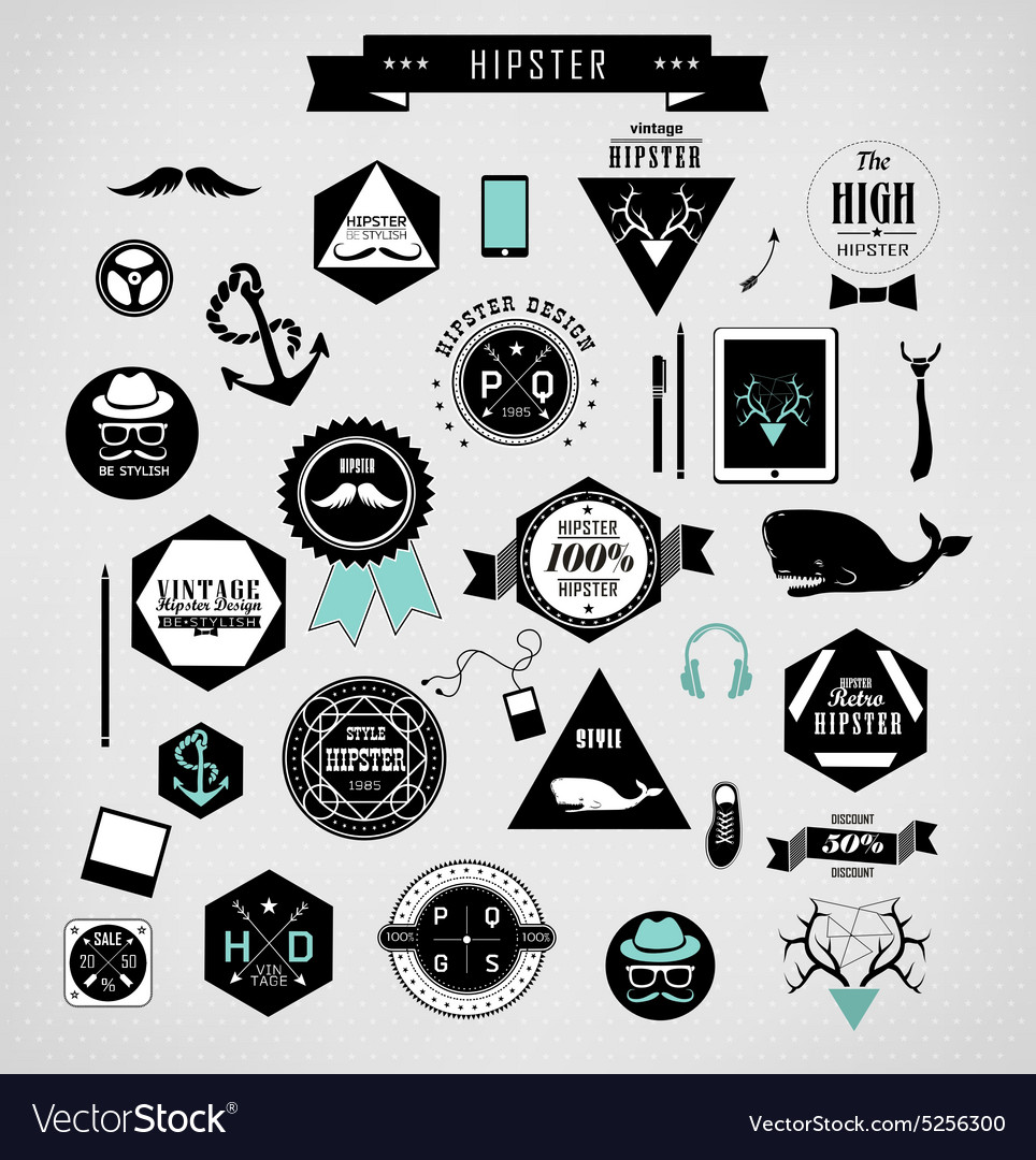 Hipster style elements and icons
