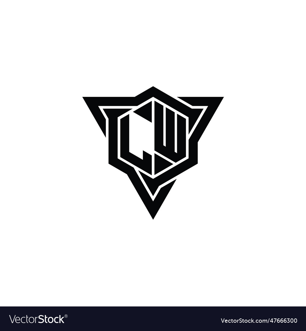 Lw logo monogram hexagon shape with triangle