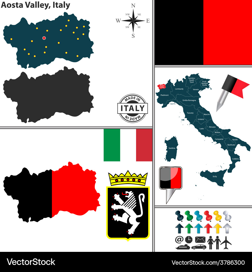 Map Of Aosta Valley Royalty Free Vector Image Vectorstock