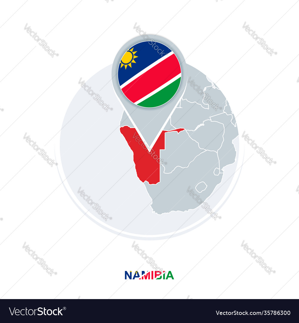 Namibia map and flag icon with highlighted