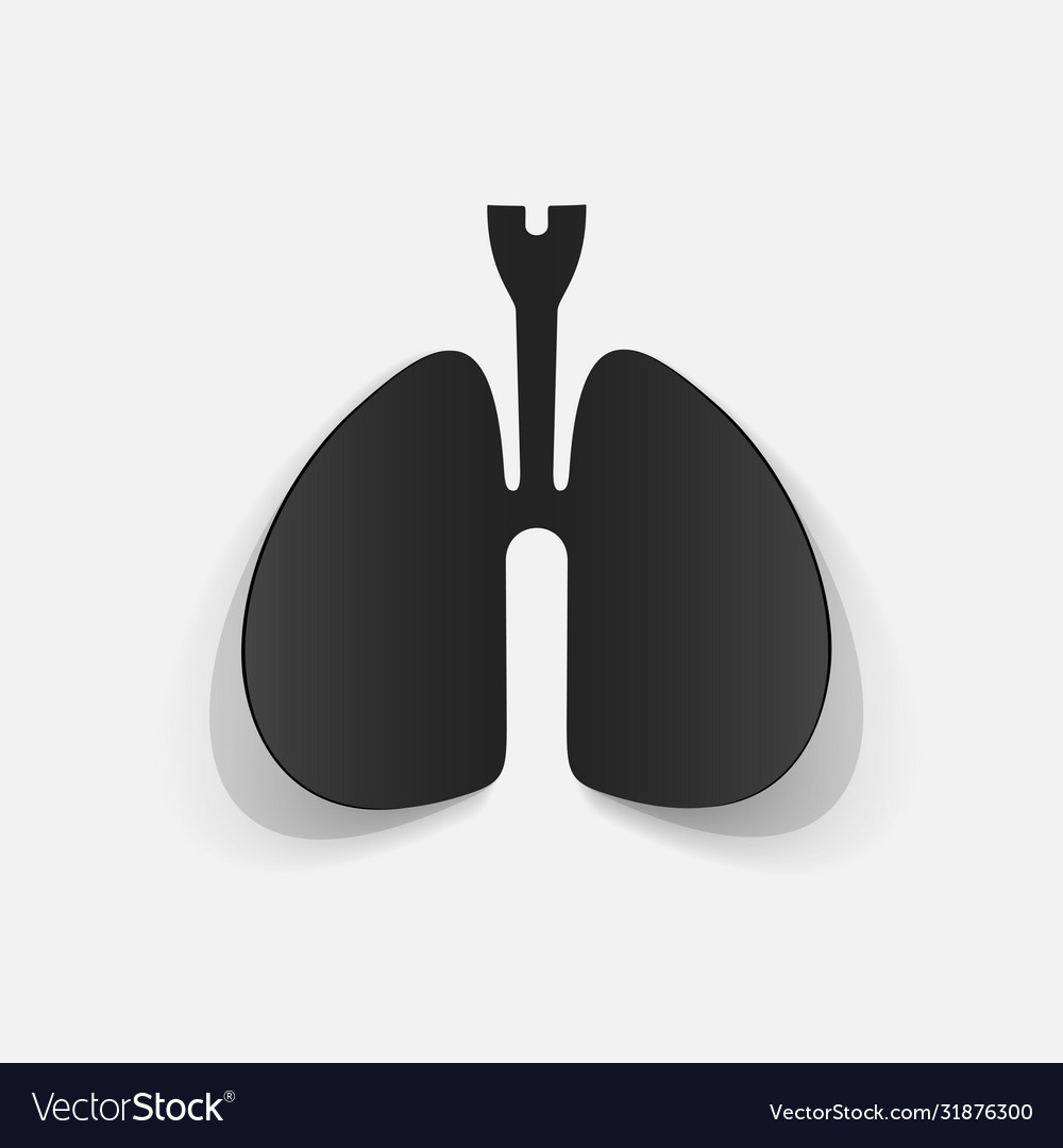 Paper clipped sticker lungs Royalty Free Vector Image