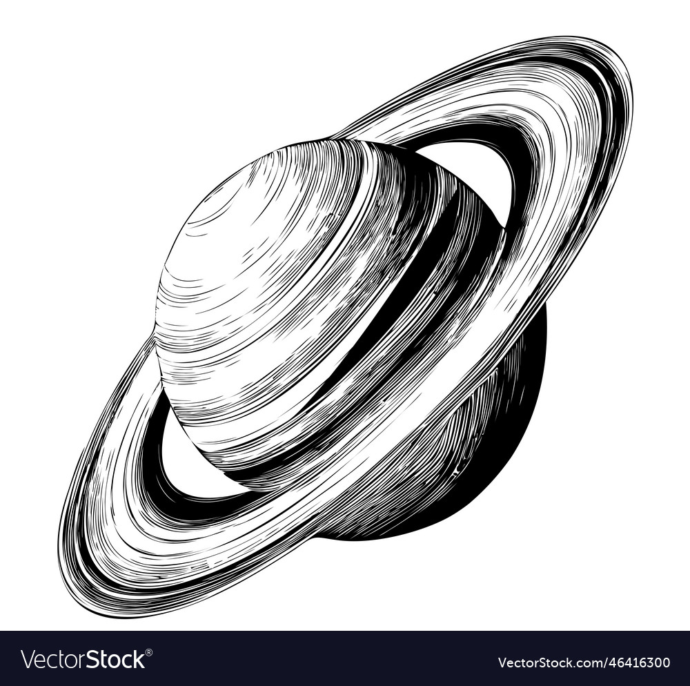 Saturn planet hand drawn sketch space Royalty Free Vector