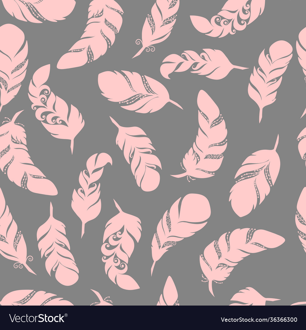 Seamless pattern with pink abstract feather vector image Seamless pattern with pink abstract feather