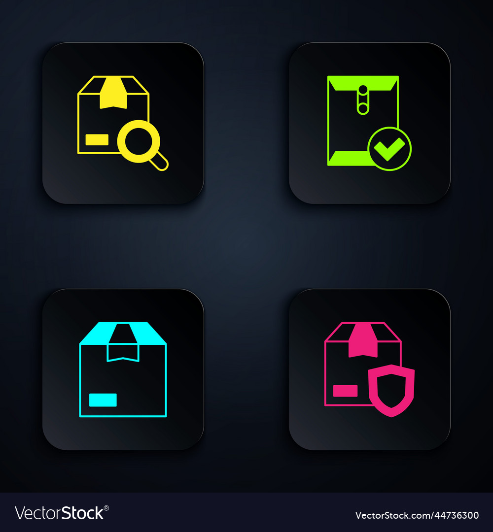 Set delivery security with shield search package Vector Image Set delivery security with shield search package