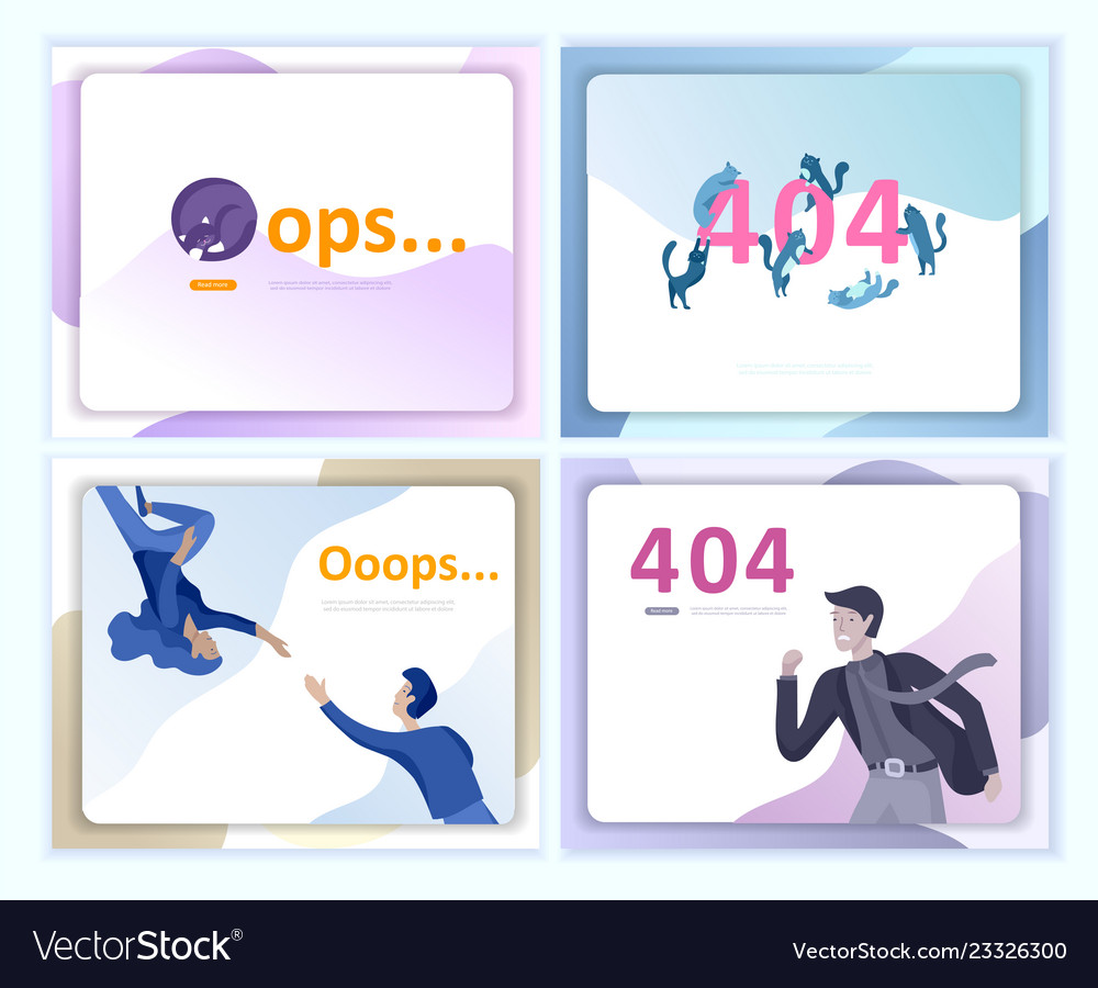 Set of landing page templates error vector image Set of landing page templates error